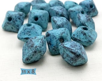Big Hole Bicone Ceramic Beads Antiqued Blue Patina Glaze--1 Pc. | 40-5704GP-1