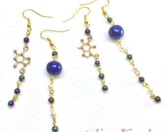earrings "chemical symbol and microcosm" asymmetry