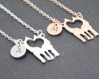 Personalised Giraffe Necklace, Animal Lover Gift, Animal Necklace, Personalised Jewellery, Christmas Gift, Rose Gold Giraffe, Silver Giraffe