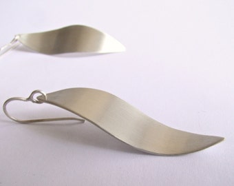 Feather Bellydance Sterling Silver Earrings Modern Dangle Minimal Earrings