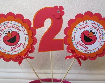 3 Elmo Birthday Party Centerpiece Sticks