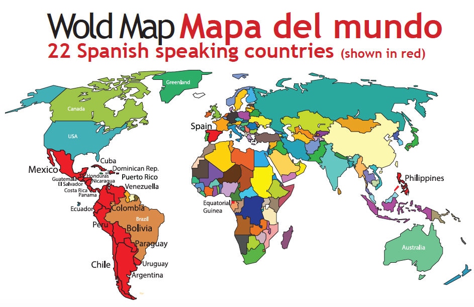 Printable Map Of Spanish Speaking Countries