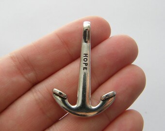 2 Anchor hope charms antique silver tone SC18