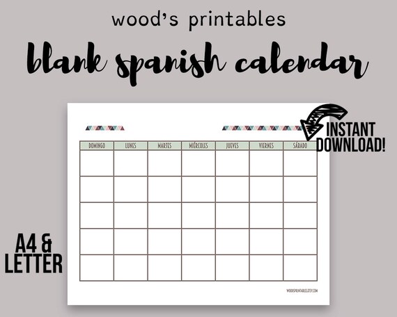 blank spanish calendar printable calendar calendar
