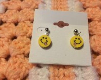 Smiley Face Post Earrings Polymer/Fimo