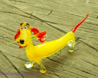 Glass Figurine Dog dachshund Blown Glass animals Murano Glass Collectible Home decor Art Glass Miniature Sculpture Pet lovers unique gift