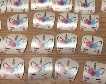 Unicorn decals for mugs. Can be personalised. Blue, purple, pink. Made in Scotland.