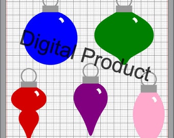 Holiday Ornaments SVG, (dxf, eps, pdf, png, svg, studio3 file types) Tree Ornament Die Cut Files, Silhouette Cameo, Cricut, Instant Download