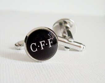 Uptown Monogram Cufflinks - Custom Keepsake Cuff links in Silver Your Choice of 2 or 3 Initials for Groomsmen Graduate Groom or Father's Day