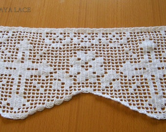ALTAR LACE -Handmade lace crochet trim "cross and flowers", crochet lace edgings, Church Lace, lace crochet filet,vintage style