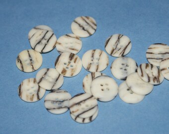 20 White and BrownMarble Buttons 3/4inchFour hole lot 1097
