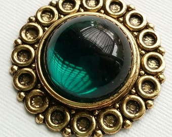 Vintage Green and Brass Pendant
