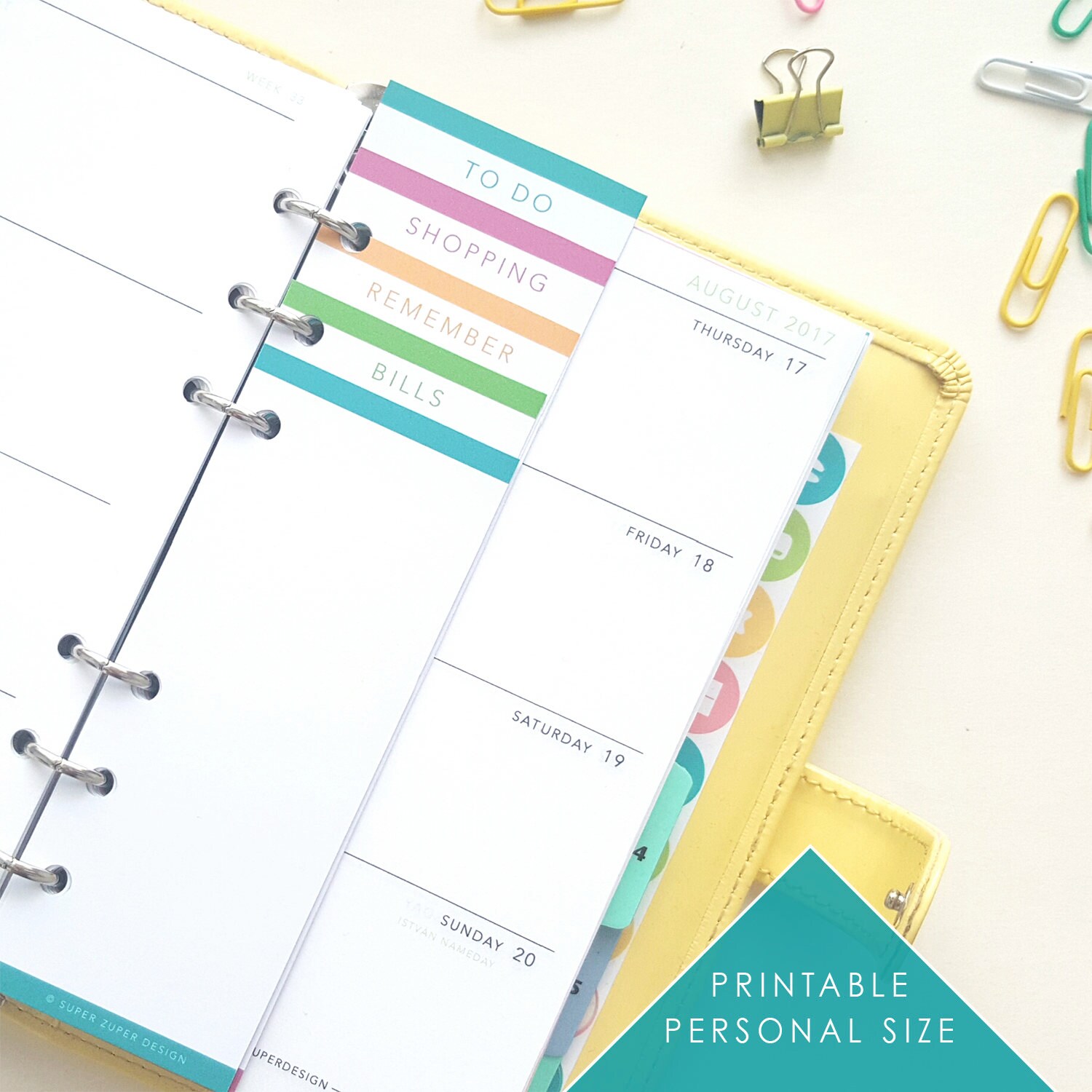 Printable Tab Dividers Planner Page Markers Top Tab