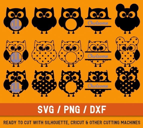 Download Owl svg Owl cut file Owl monogram svg Owl Silhouette Funny