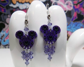 Mickey Mouse Haunted Mansion Wallpaper Double Sided Print Dangle Earrings