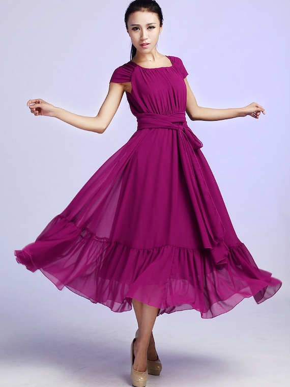 Items similar to Purple Chiffon maxi dress (626) on Etsy