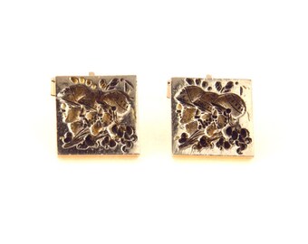 Vintage Solid Sterling Silver Intaglio Cufflinks