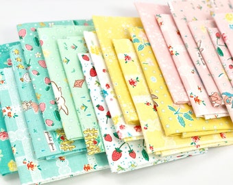 Bunnies & Blossoms - fat quarters, fat eighths, and more quilting fabric bundles - from Penny Rose Fabrics - 18 prints, 100% cotton