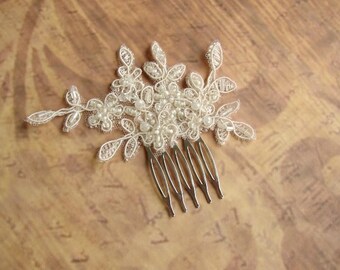 Bridal Hairpiece, Lace Hair Comb, Wedding Hair Comb, Lace Hair Piece, Wedding Hair Accessories, Ivory Headpiece, Bridal Hair Comb Vintage