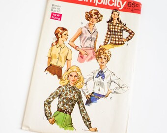 Vintage 1960s Womens Size 40 Blouses Simplicity Sewing Pattern 8399 FACTORY Folds / b44 w36
