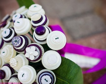 Aubergine Bridal Button Bouquet