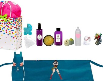 NEW MOM Wonder Mommy Woman Survival Kit! Super Girl Kit Gift Set Basket! Bath, Body, Postpartum Items! Stretch Mark, Nipple Care Plus More