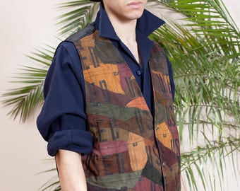 Men's Vest•Men's Leather Vest•Brown Leather Waistcoat• Suede Gilet Vest•Hippie clothing•Mens Sleeveless jacket•vintage clothing•Grunge vest