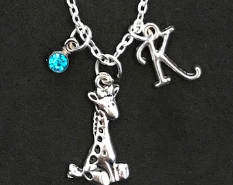 Giraffe Initial Necklace Giraffe Initial Jewelry