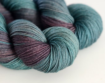 Charybdis - Hand Dyed Yarn - Sock Yarn - Sea Green and Chocolate Brown - Greek Mythology - Merino Wool