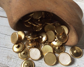 Vintage metal gold tone buttons,Set of 8,New old stock,Golden textured lines,Faux brass,Pressed metal self shank buttons