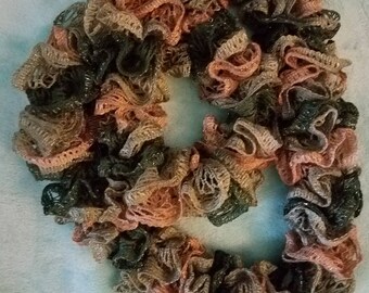 Green ruffled infinity scarf