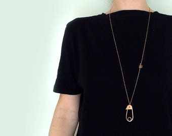Minimal pink gold necklace Pink gold plated necklace Handmade pink gold necklace Free christmas gift box