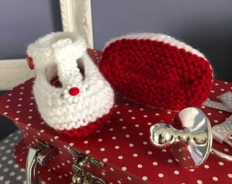 Hand Knitted T-Bar Baby Mary Jane Shoes