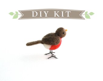 DIY Kit - Robin Needle Felting Kit - Needle Felted Animal Kit