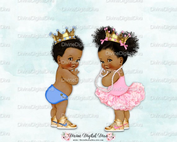 Download Prince Princess Baby Boy & Ballerina Girl Blue Pink Gold