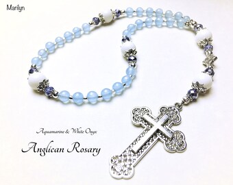 Anglican Rosary. Christian Rosary. Aquamarine Rosary. Anglican Prayer Beads. Boys Rosary. Episcopal Rosary. Christian Gifts #AR2