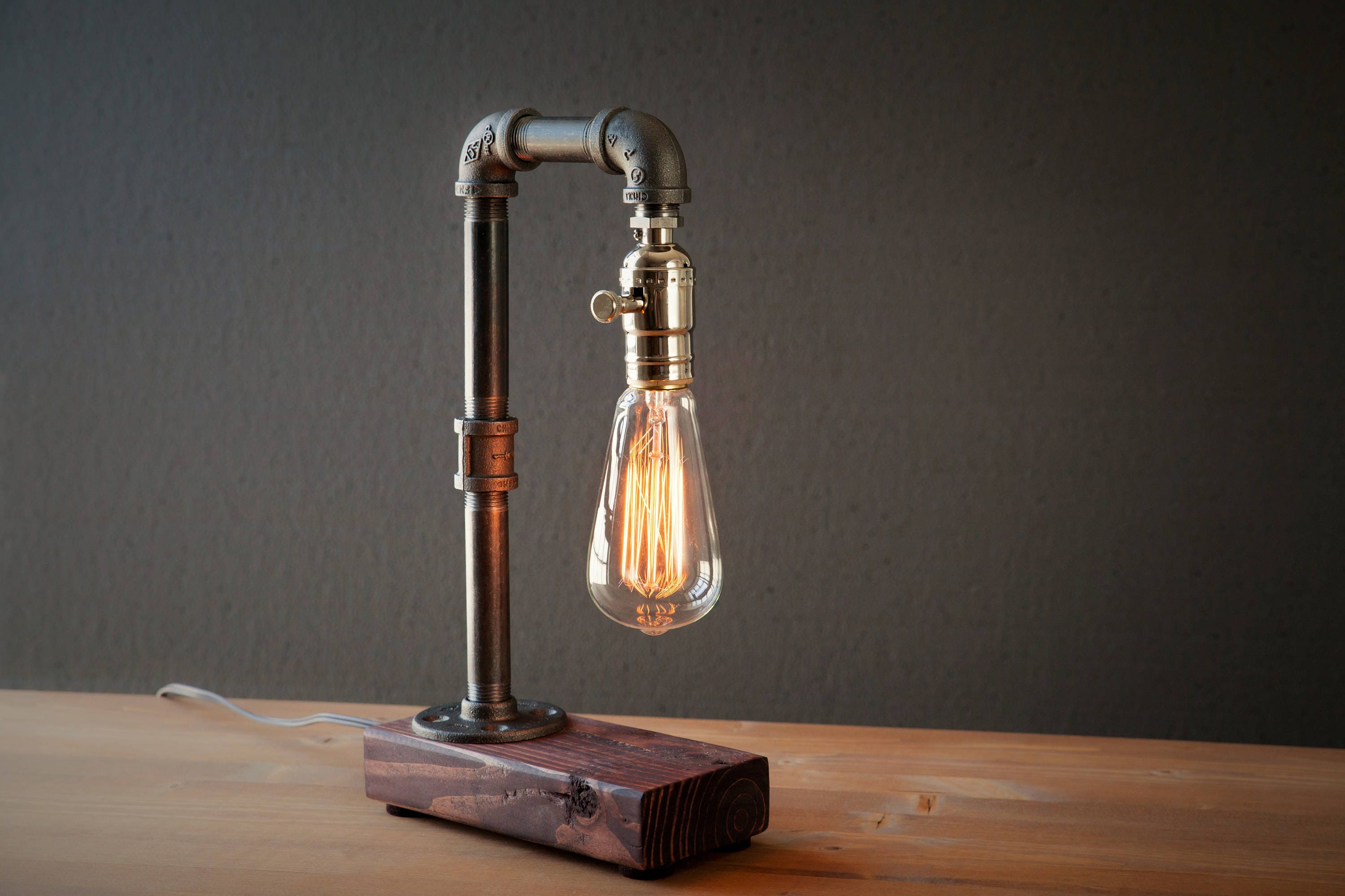 Edison lamp/Rustic decor/Unique Table lamp/Industrial