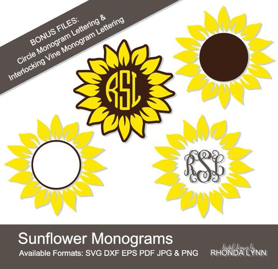 Free Free 152 Monogram Monogram Decal Sunflower Svg SVG PNG EPS DXF File
