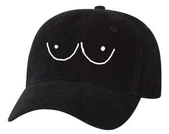 Hand Drawn Boobs Eyes Tits Cartoon Dad Hat feminist Unstructured Hat