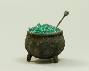 Large Black Cauldron - Dollhouse Miniature - 1:12 scale Artisan Handmade