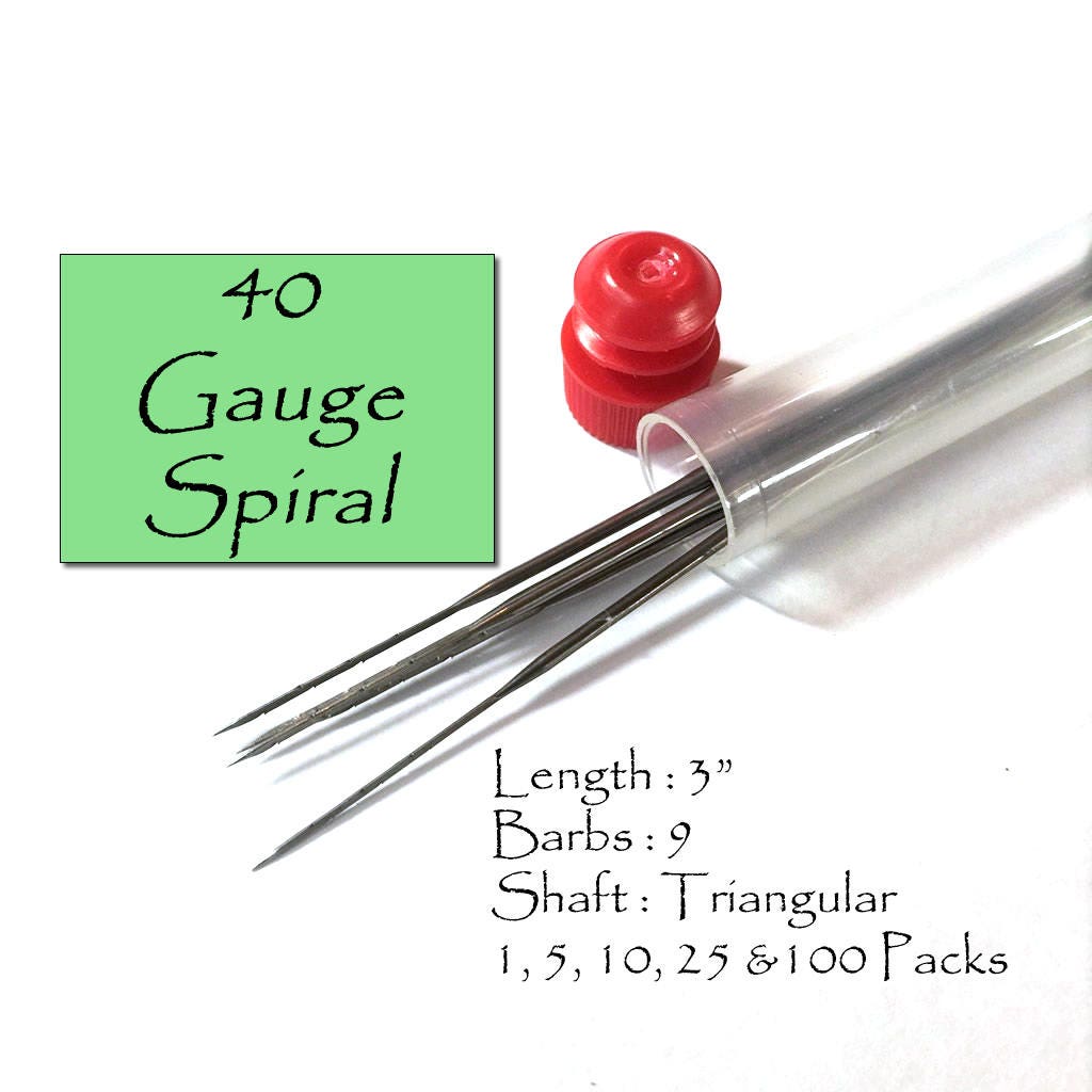 40 Gauge Spiral felting needles Quick felting. Fine gauge
