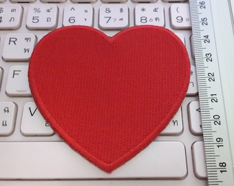 Heart Iron on patch - Red Heart Applique Embroidered Iron on Patch