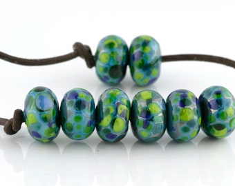 Belize Handmade Glass Lampwork Beads (8 count) by Pink Beach Studios - SRA (1907)