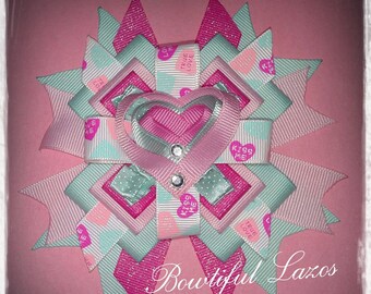 Valentine day pinwheel hair bow