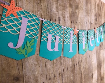Mermaid Banner/Under the sea/Ocean/Birthday banner/Mermaid birthday banner/Mermaid party/Under the sea party/ Ocean party/Mermaids