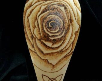 Wood Burned Rose Spoon