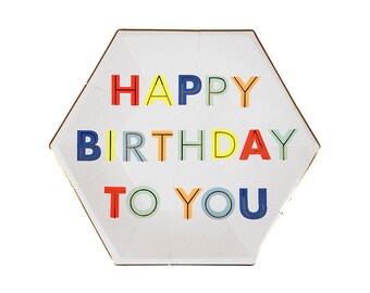 Happy Birthday To You, Large, Paper Plates, Meri Meri, Party Decor, Birthday Party Supplies, Tableware, Plates and Napkins