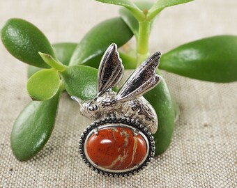 Bee Brooch with Red Jasper #1 (#6361)