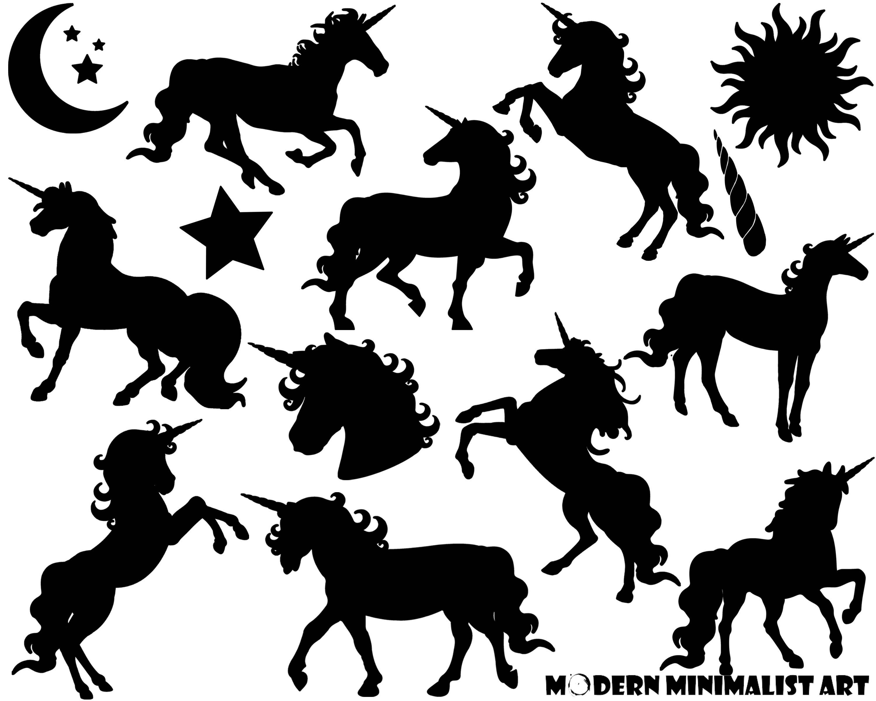 Unicorn Clipart Black 14 PNG Images