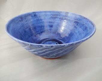 Large Ceramic Serving Bowl, Blue Pottery Salad Bowl, Fruit Bowl